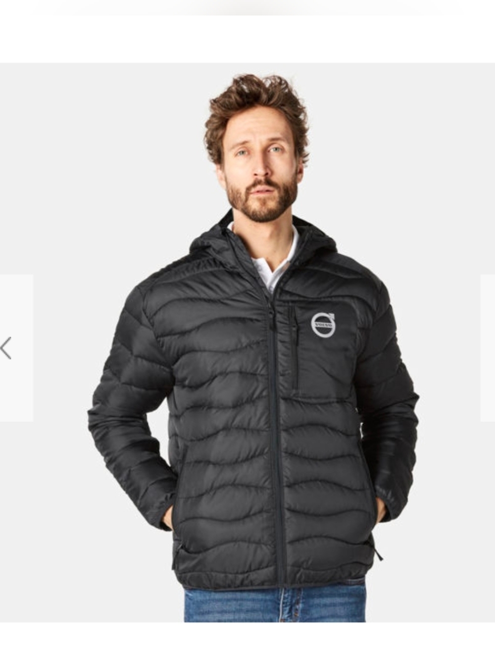 Volvo Official Merchandise Iron Mark Black Puffer Hooded Jacket Size M Retired